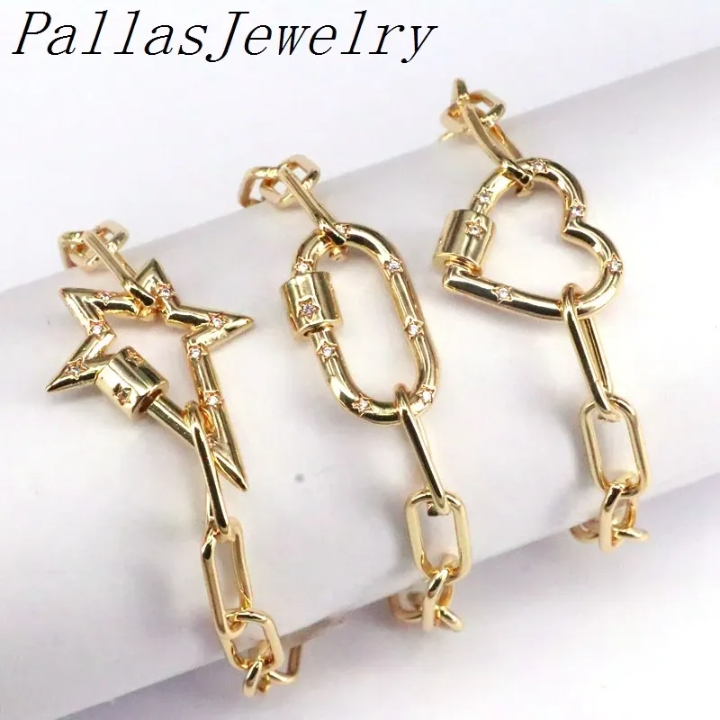 Пяния 5pcs Fashion Cz Wind Claps Bracemet, Heart / Star / Oval Form