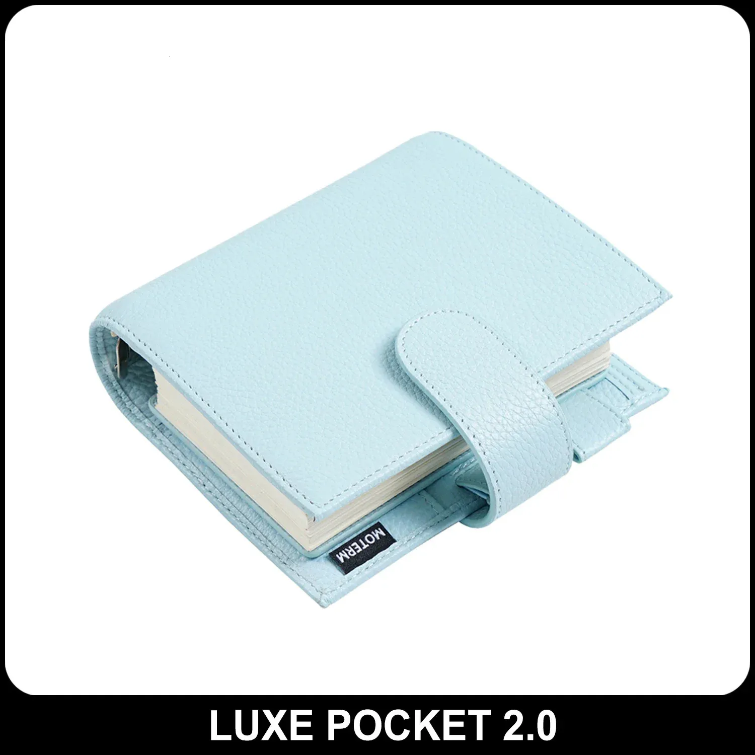 MOTERM LUXE 2.0 POCKING SIGHNER Planner en cuir à grain de galet A7 Notebook avec anneau de 30 mm Mini Organisateur Organisateur Jourpad 240415