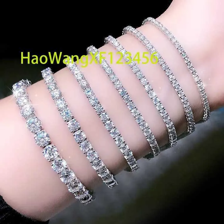 Wuzhou Factory Price Hip Hop Armband 925 Silver VVS Moissanite Cuban Link 2mm 3mm 4mm 5mm 6.5mm Moissanite Tennis Chain Jewelry