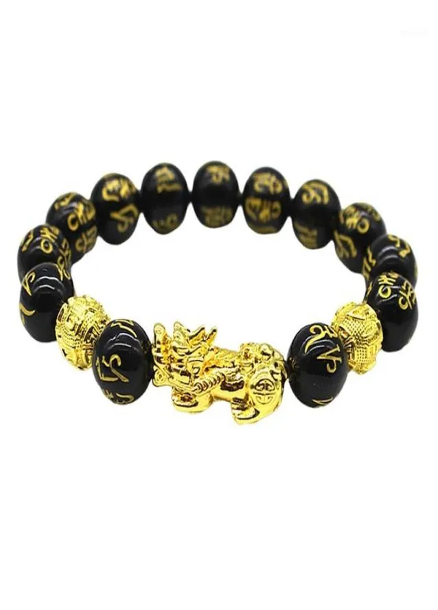 Bouddha perles Bracelet Hommes femmes Unisexe Chinois Feng Shui Pi Xiu Obsidian Proup-bracelet Gold richesse et bonne chance Bracelets13363392