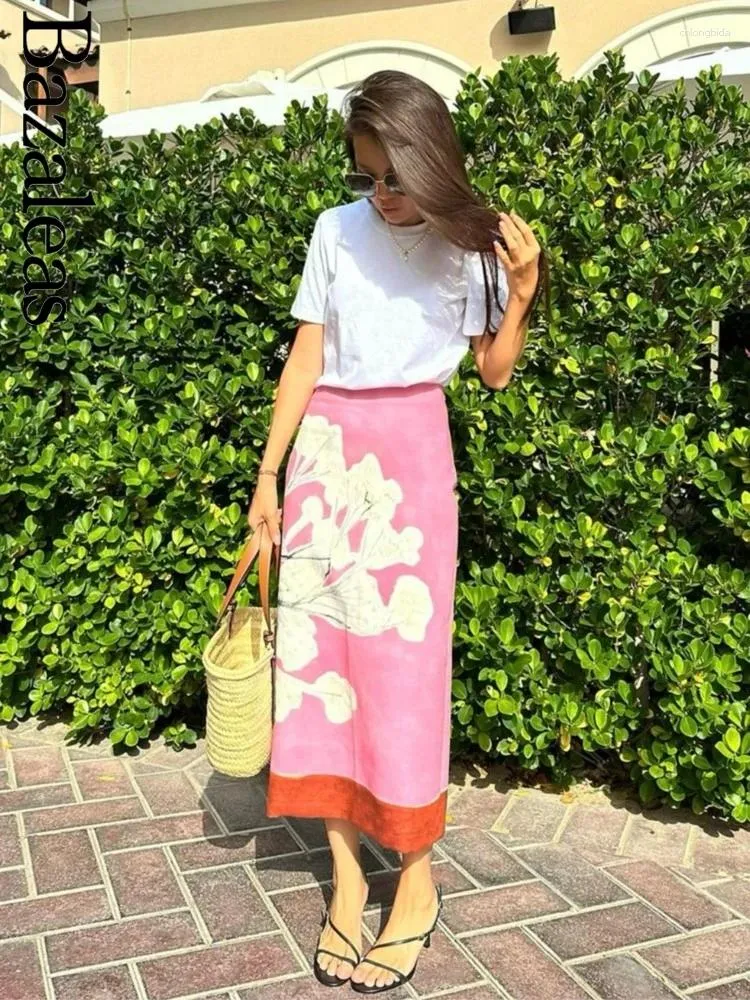 Skirts Elegant Pink Vintage Spring Split Party Floral Print Woman Long Skirt Store High Waist Pencil