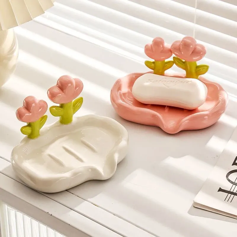 Piatti creativo fiore decorazioni floreali piatti auto drenaggio porta sapone non scaletta grassa piantatina di plastica rastrellino accessori per bagno