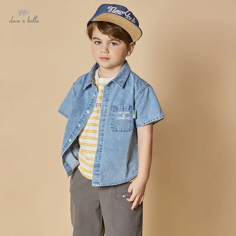 TシャツDKY17847 Dave Bella 5y13y Summer Kids Boys Fashion Letter Pocketsシャツカジュアルチルドレンボーイブティック服