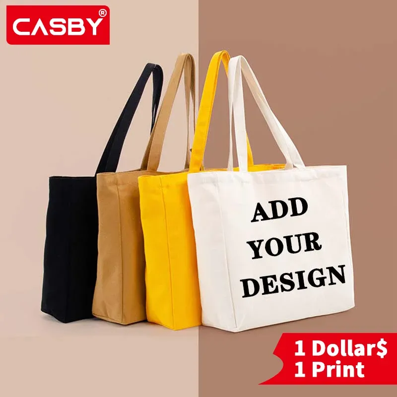 Bags 5pcs personal custom ladies handbag linen canvas bag with printed logo customize your picture shopping bag DIY hand shoulder bag