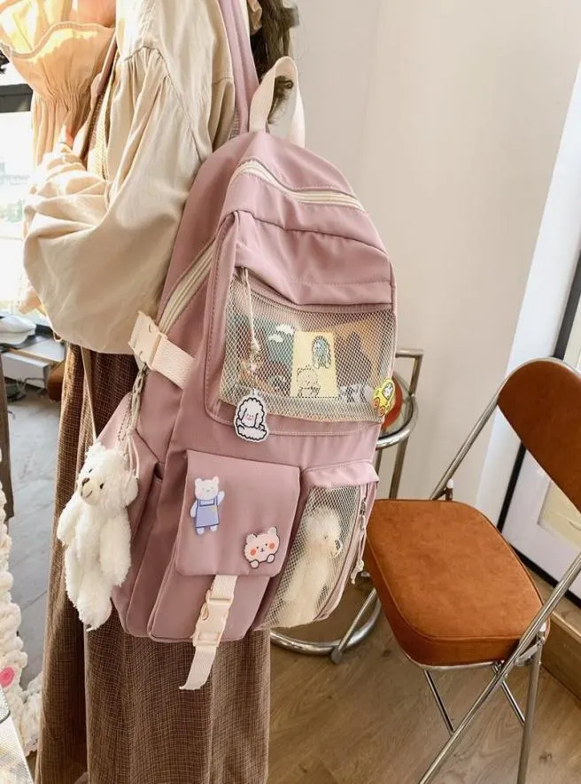 Backpack Dropship Kawaii Nylon Women Mode Waterdichte rugzak voor tienermeisjes Schooltas Schattige studentenboeken Bookbag Travel Mochila4930990