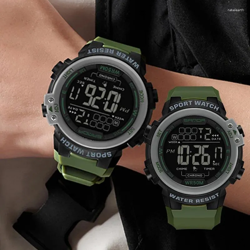 Montre-bracelets Sanda Luxury Fashion G style Sports Men's Watch étanche Affichage militaire étanche Horloge Man Montre LED Digital Reloj Hombre