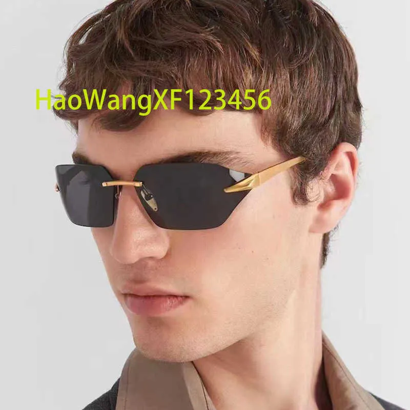 Y2K Futuristic Rimless Vintage Shades Fashion Designer Sun Glasses Men 2024 Metal Frameless Square Sunglasses For Women
