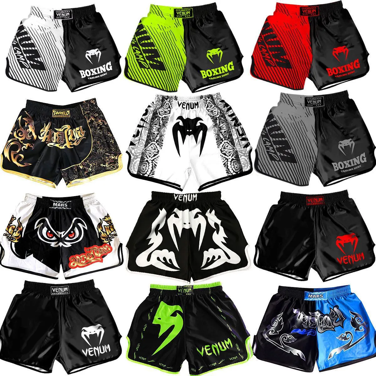 Shorts maschile addestrando muay thai combattere pantaloni sportivi da combattimento stampato abbigliamento da boxe mma boxeo