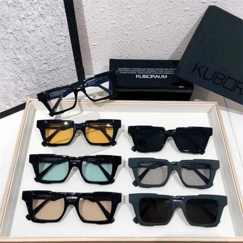 Designer Solglasögon tyska Kuboraum K31 Square Panel Solglasögon för män och kvinnor solglasögon glasögonramar kan matchas med myopi