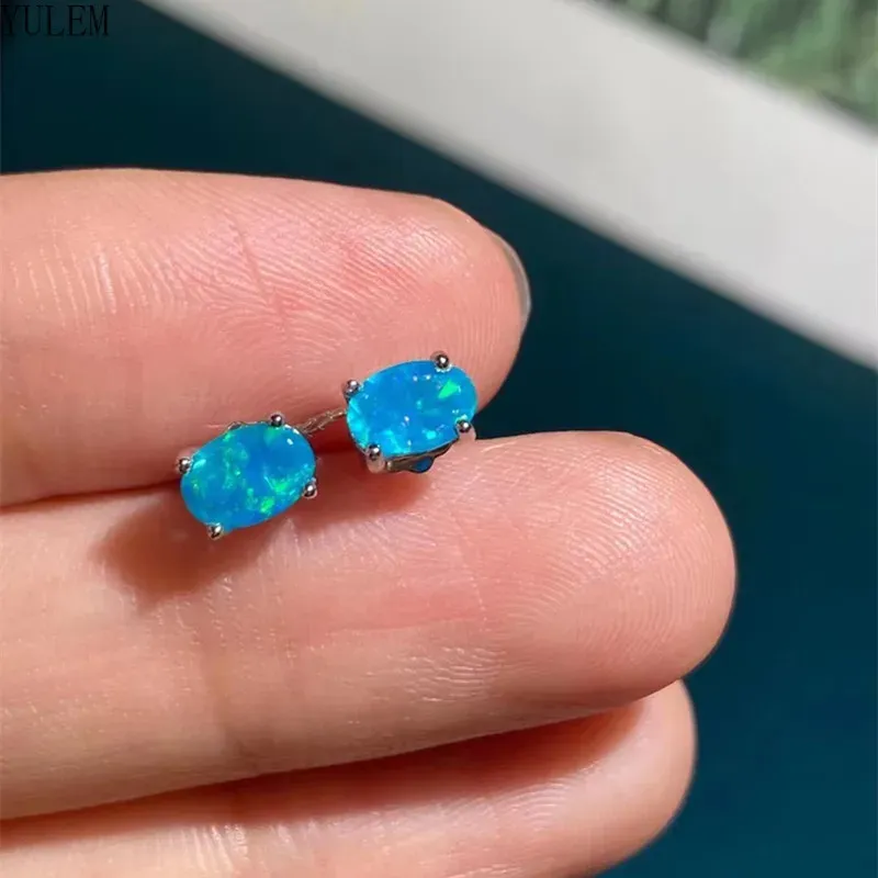 Kolczyki Julem Kamień naturalny Opal Kolczyki S925 Silver Lucky Hope Studs Kolistka Kolorowe klejnoty dla kobiet Prezent Wysoka jakość