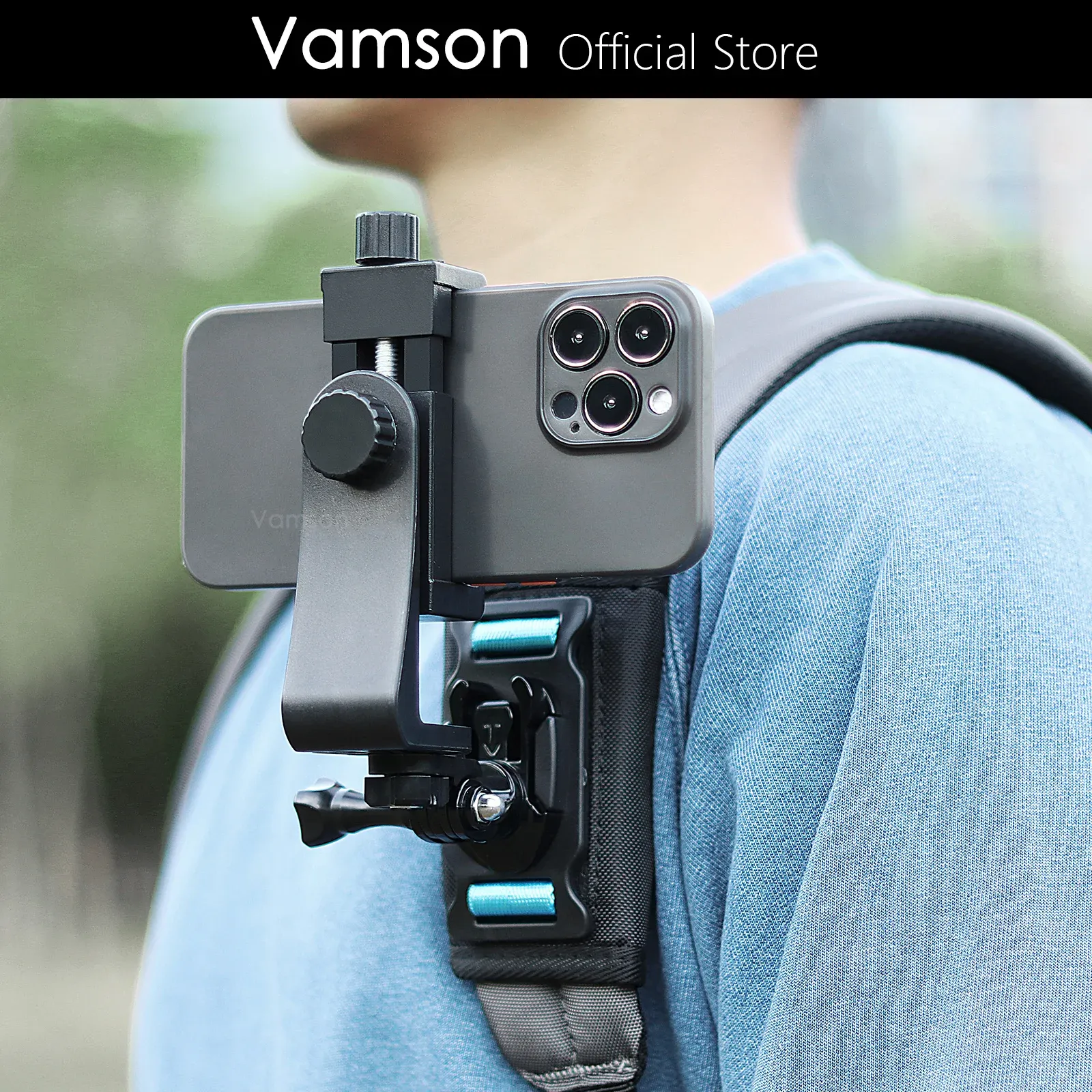 Bags Vamson 360°Adjustable Phone Backpack Clip CellPhone Holder for iPhone Mount Hiking Outdoor Live Broadcast Smartphone Bracket