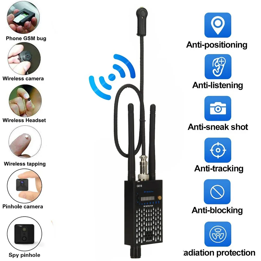 탐지기 G618W G318 안티 스파이 무선 RF 신호 탐지기 버그 GSM GPS 트래커 카메라 도청 장치 전문 신호 파인더