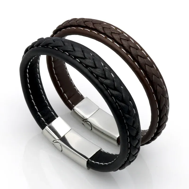 Armbanden mode stingray zwart bruin lederen kleur vergulde roestvrijstalen magnetische clasp mannelijke lederen armbanden sieraden voor mannen cadeau