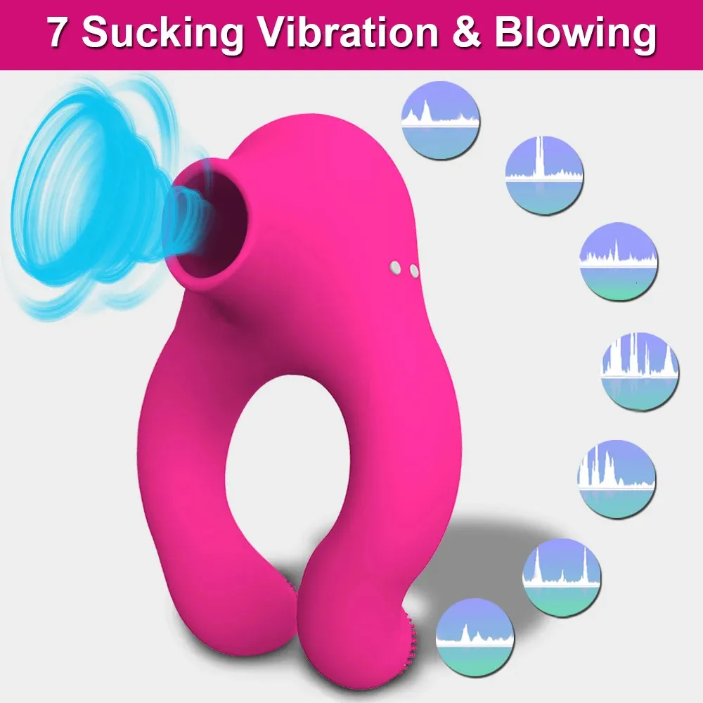 Kukringar suger vibrator penis ring ejakulation fördröjning klitor suger klitoris stimulering cockring sex leksaker för män par 240409