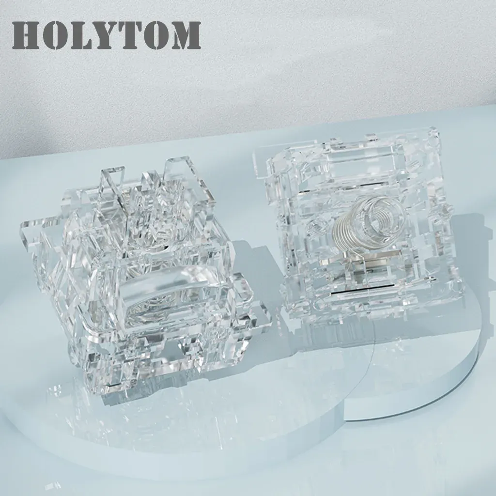 Keyboards HolyTOM V3 Ice Soul Transparent Clear Linear Switch 3 Pins 45g RGB MX Dustproof Switches For Mechanical Keyboard Hot Swap Weld