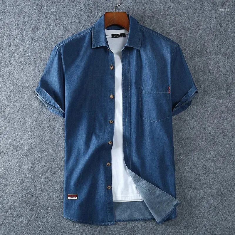 Men's Casual Shirts Blue Denim Short Sleeve Jean Summer High Quality Men Cotton Light Plus Size L-8XL