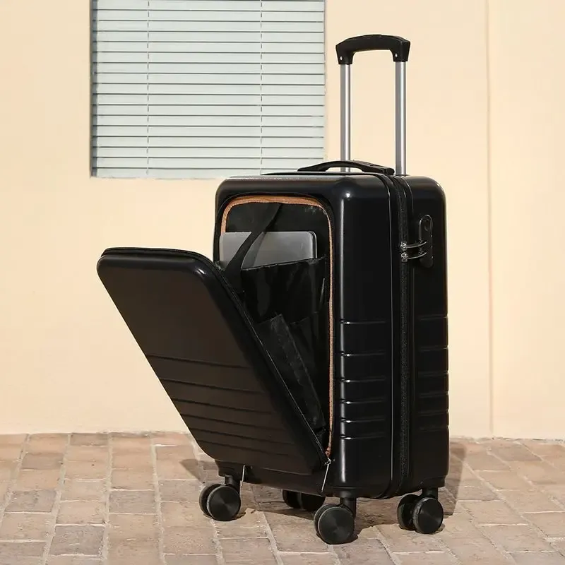 Luggage New Travel suitcases with wheels rolling luggage Female front open trolley case boarding case 20''suitcase 10 kg airplane wheel