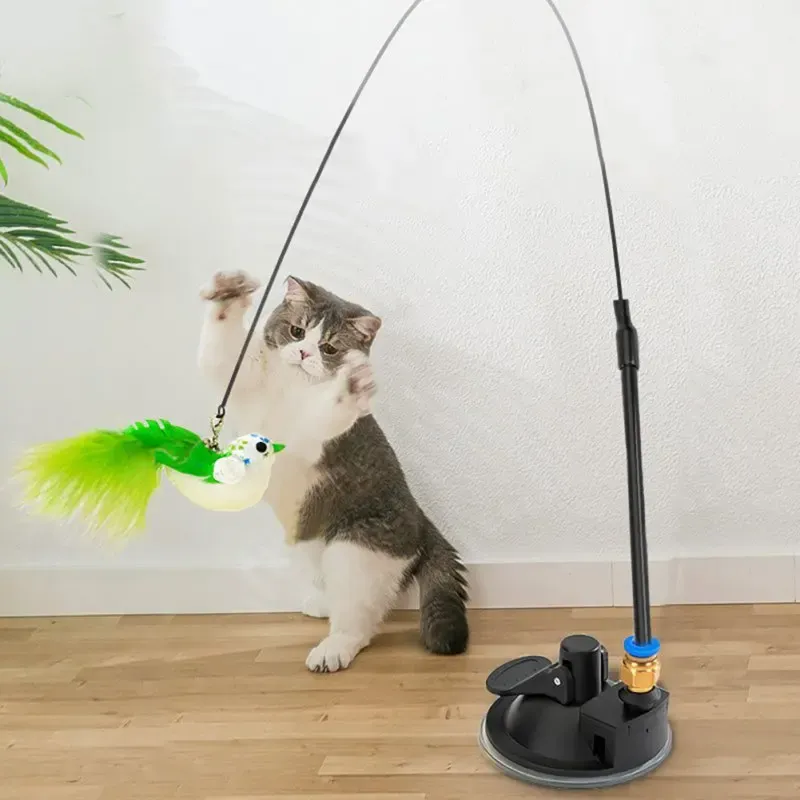 ألعاب Toys Cat Toy Funny Simulation Feather Bird مع Bell Cat Stick Toy للعبّة القامة التي تلعب لعبة Teaser Wand Toy Cat Supplies