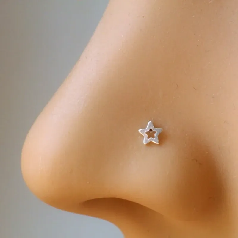 Smycken 925 Sterling Silver Star Shape Nose Studs Pin Piercing Nez Body Jewelry 20st/Pack
