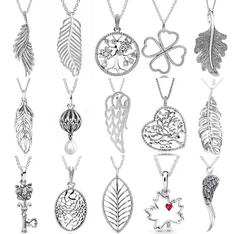 Colliers 100% 925 Cœur de découpe de feuilles de chêne en argent sterling avec une vie majestueuse comme un collier de plumes