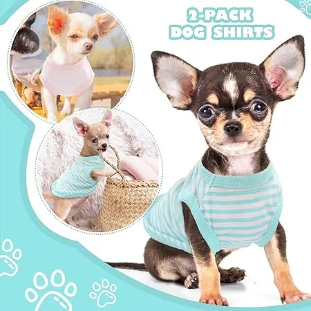 Jexine 6-Pack Chihuahua Dog T-Shirts - Small Breed Puppy Clothes With Cute Patterns, Breathable Outfits