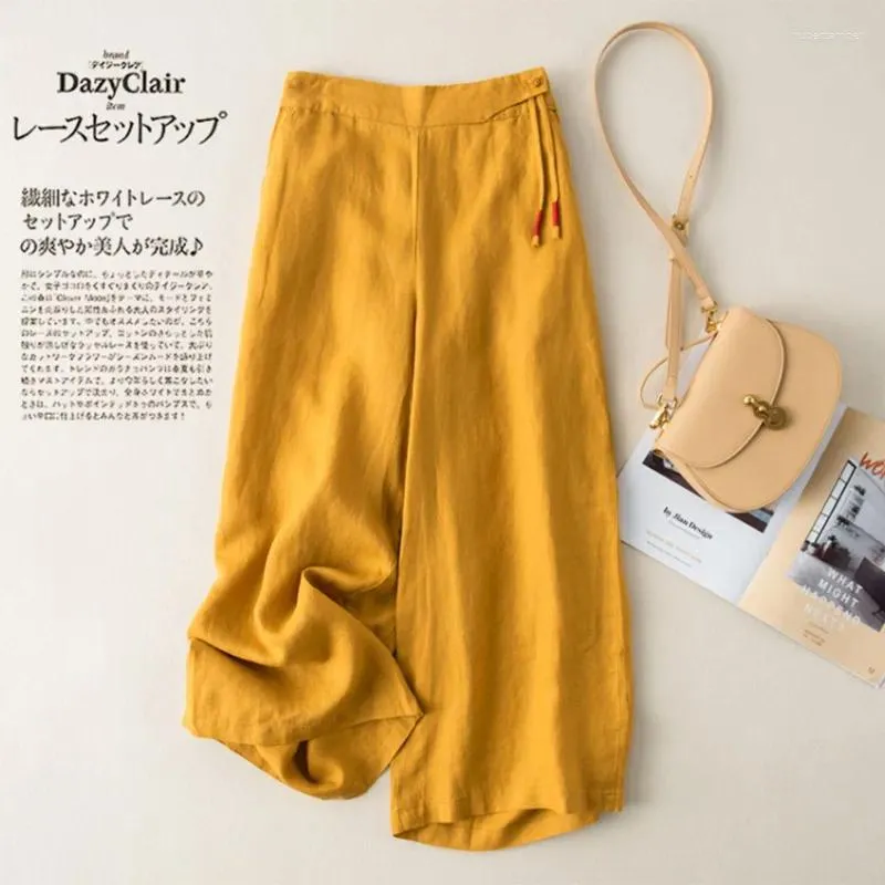 2024 Spring/Summer Arts Style Linen Pants Women Elastic Waist, Loose ...