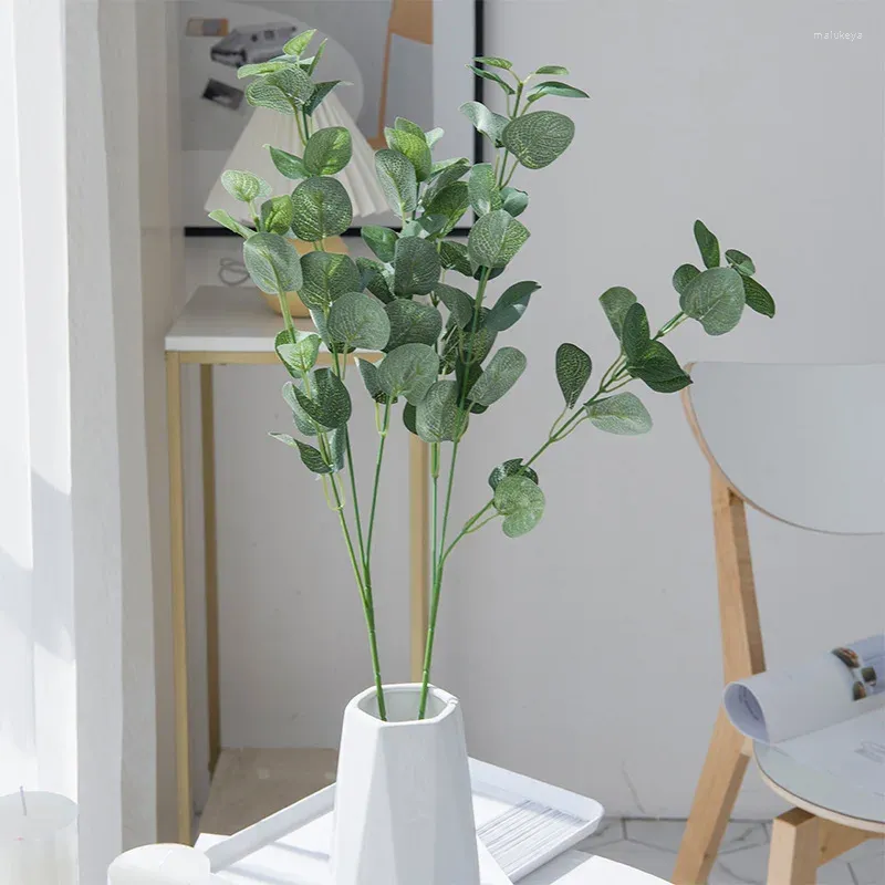 Decorative Flowers Handmade Simulation Plant Eucalyptus Leaf Wedding Plastic Green Artificial Flower Decoration Bouquet Vase