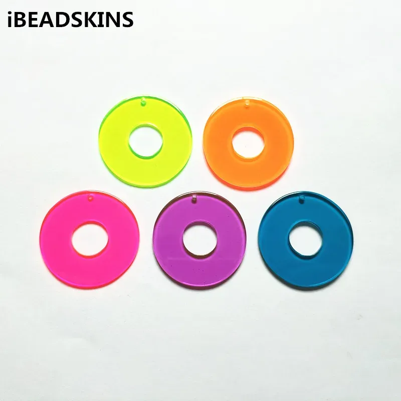 Charms New Arrival! 35mm 100pcs Acrylic Neon Effect RingsShape Charms For Stud Earrings/Earrings Accessories/Earring parts DIY