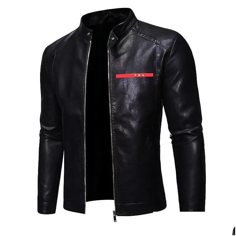 Herrenjacken Designer Herren Lederjacke Herbst Frühlingsstand Halsband Reißverschluss Motorrad Motorrad Fashion Drop Lieferung Bekleidung Kleidung Outerwe dhh1l