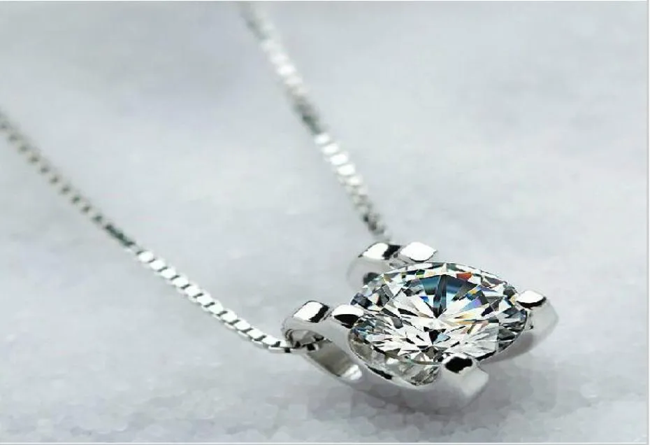 Joya de marca Sapphire Stone Cubic Zirconia Colgante 925 Collar de plata para mujeres 8913569