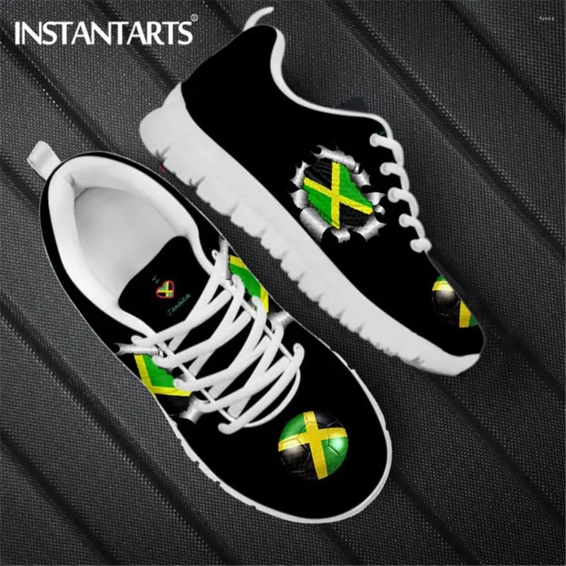 Casual schoenen Instantarts Ademend zwarte platte sneakers voor dames Jamaica Flag merkontwerp Lace Up Walking Shoe Zapatillas Mujer