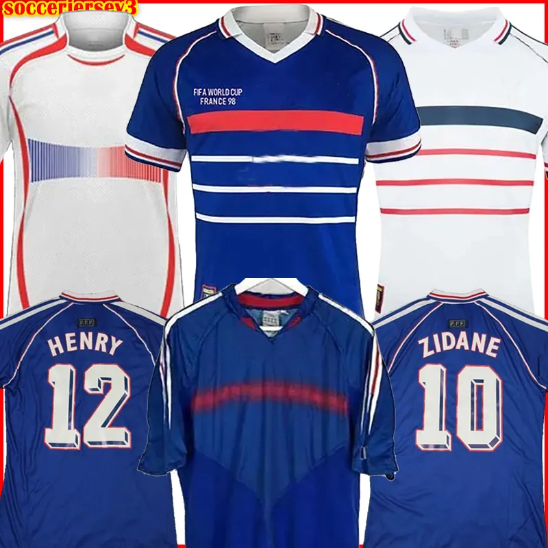 1998 retrò retrò di calcio di calcio francese Vintage 98 04 06 2004 2006 Zidane Henry Maillot de Foot Soccer Shirt 2000 Casa TrezeGuet Uniforms football 33