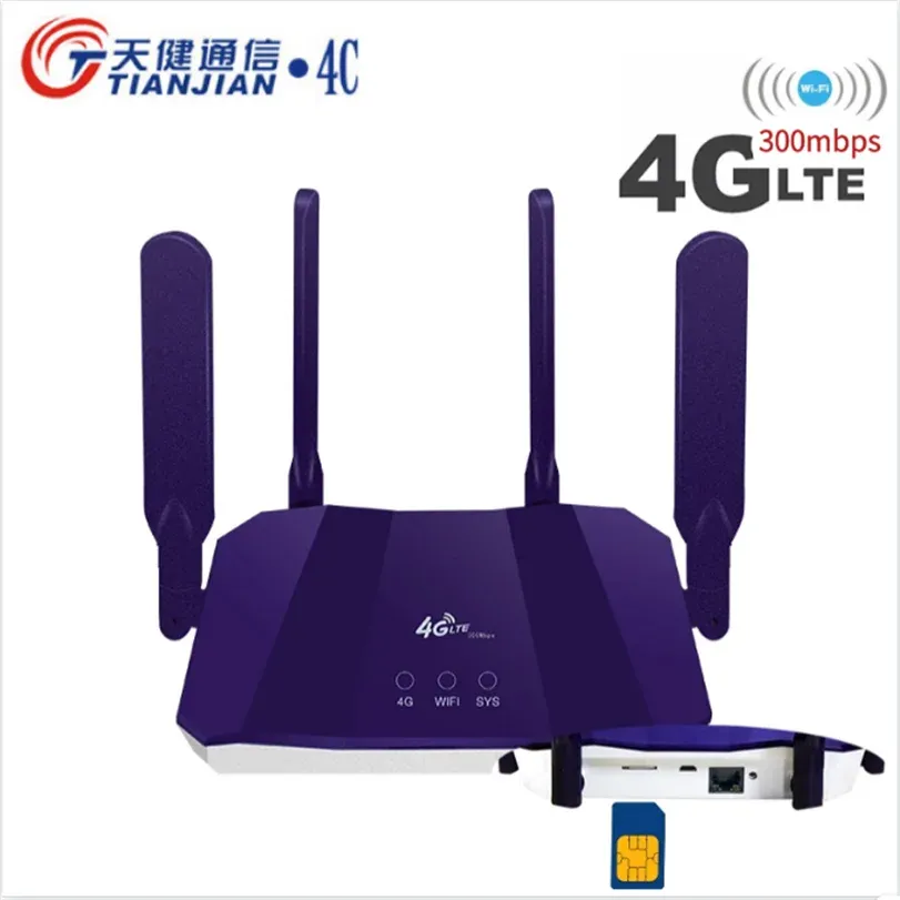 ルータールーター4G SIMカード300MbpsワイヤレスWIFI 3G 4Gモデムロック解除屋外LTE WIFIブースターカーネットワーキングWAN/LAN RJ45ポートルーター