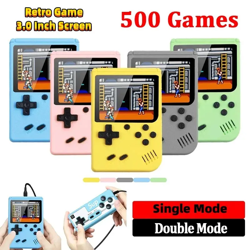 Mini Handheld Video Game Armes 8 Bit 3.0 بوصة LCD LCD Retro Portable Gaming Player بنيت في 500 لعبة للهدايا للأطفال 240419