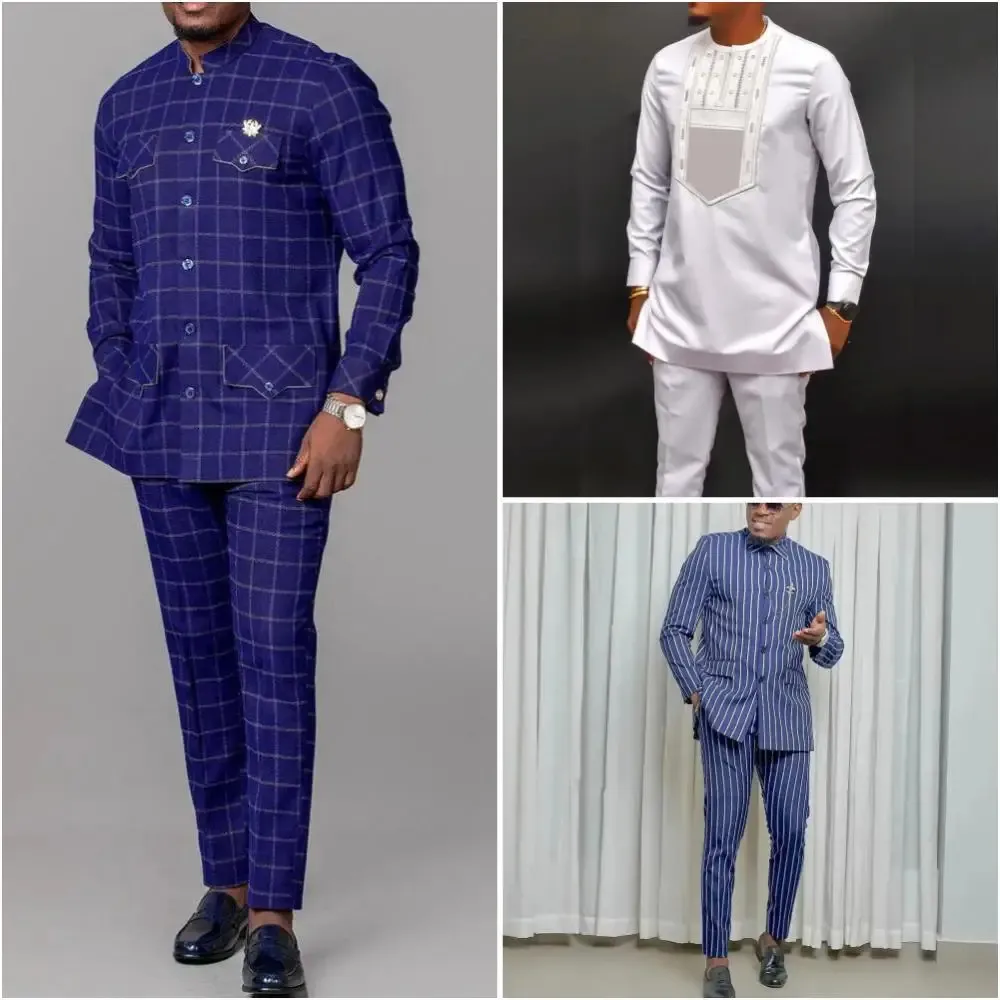 Économisez gros sur les achats en gros de MENSE MENSE African Vêtements  Suite De Mariage À Imprimé Africain Pour Hommes Pantalon De Chemise À  Manches