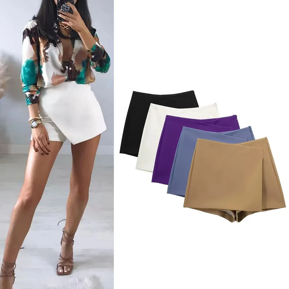 Traf women hohe taille kurze Frau modische kullottes asymmetrische Shorts Rock Sommerrockshorts Y2K Mini Shorts 240420