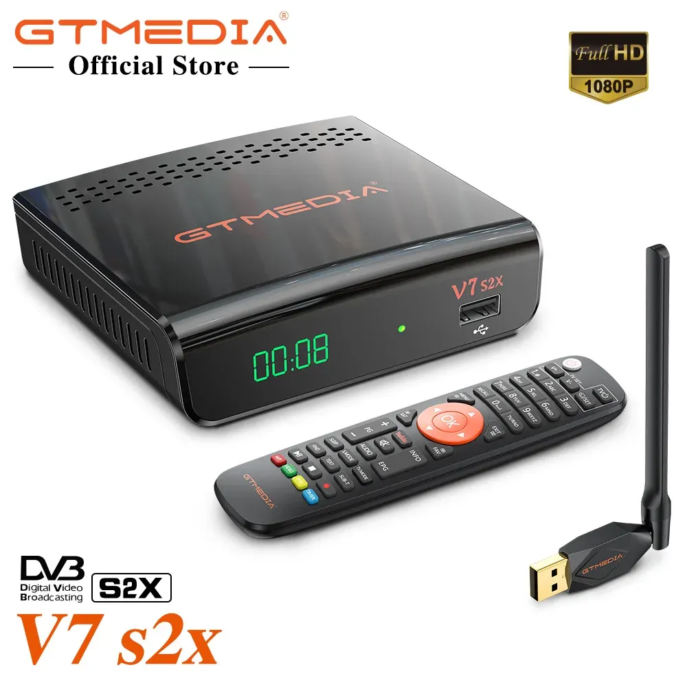 Ricevitori GTMedia V7 S2X DVBS2 AVS+VCM/ACM FHD 1080P Ricevitore satellitare con USB Wifi GTMedia V7S2X Upgrade del recettore digitale FREESAT V7S