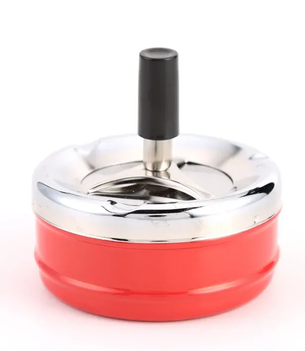 Creative Metal Plastic Round Ashtray Ash Tray with Lids Press Rotary Portable Cigarette Holder Car Ashtray Gift