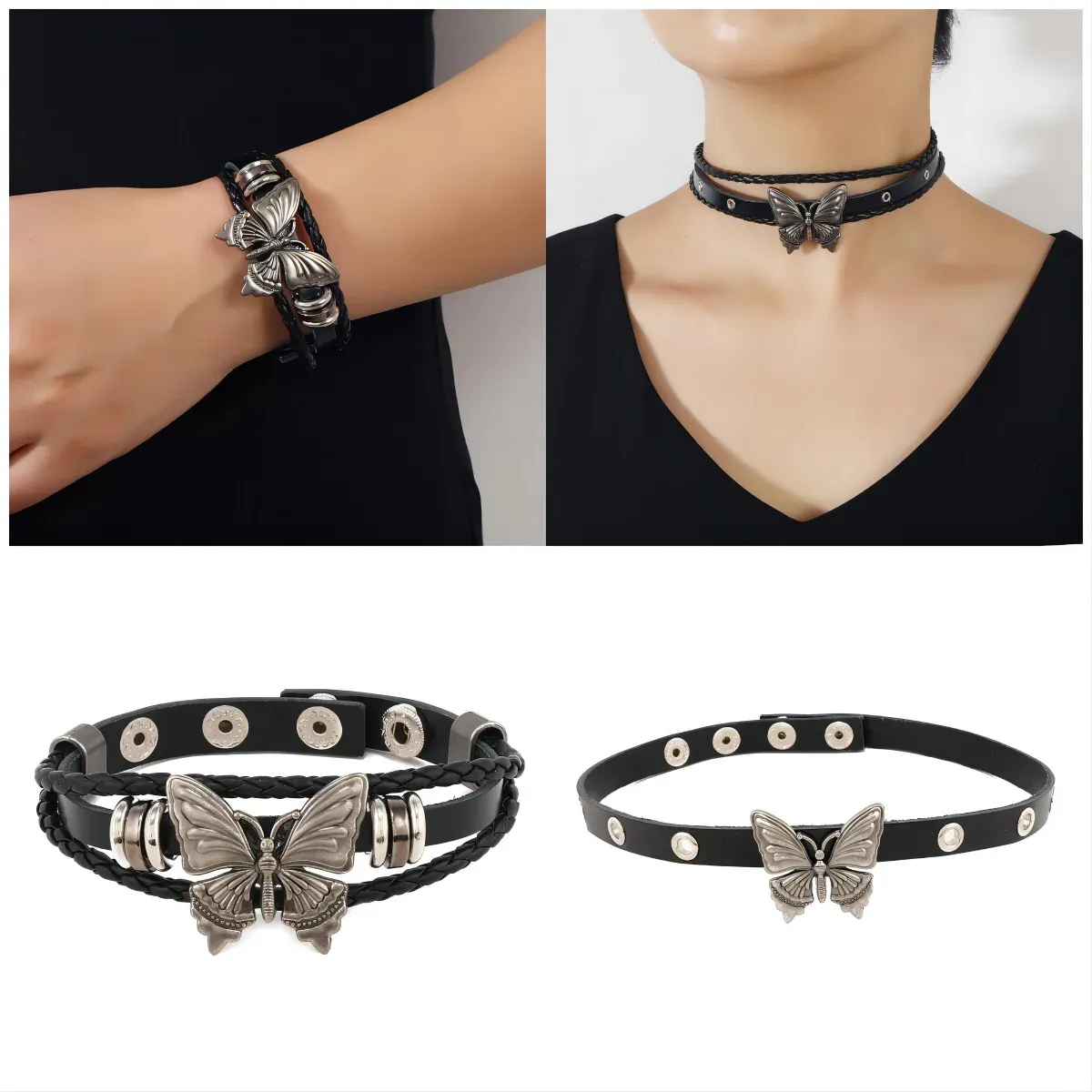 Brins Retro Retro Butted Rivet Le cuir de style punk populaire bracelet en cuir crossborder minimaliste Collier de collier de collier