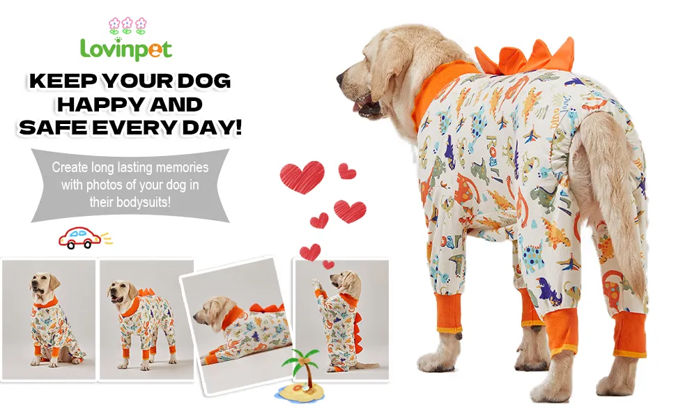 LovinPet Jurassic Blue Print Large Dog Onesie For Neutering