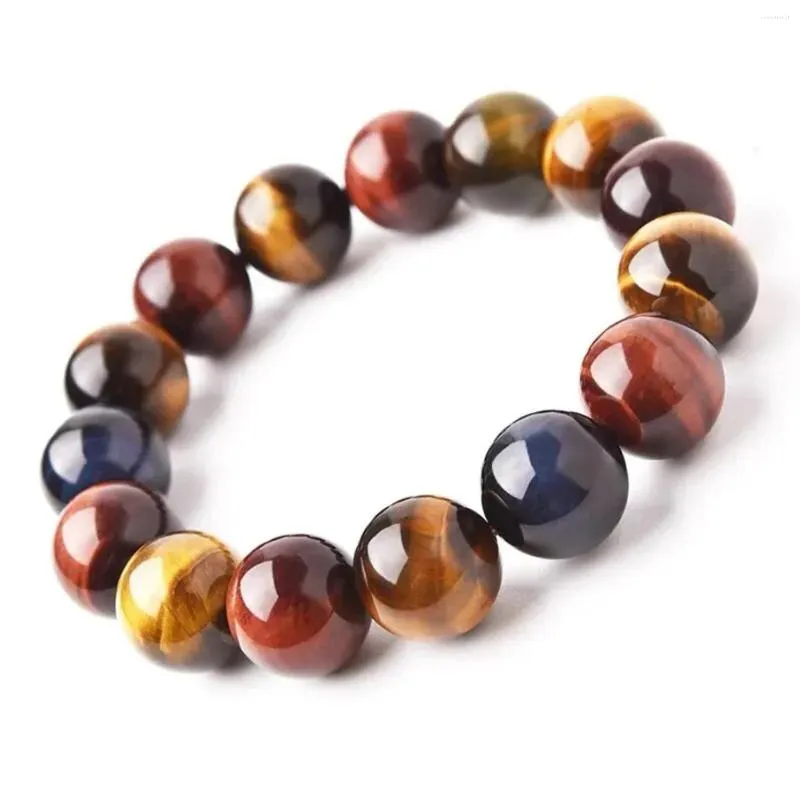 Strand 8/10/12/14/16mm Natural Multicolor Tiger Eye Stone Armband smycken Mixed Color Round Pärlor Mäns armband pojkvänner gåvor