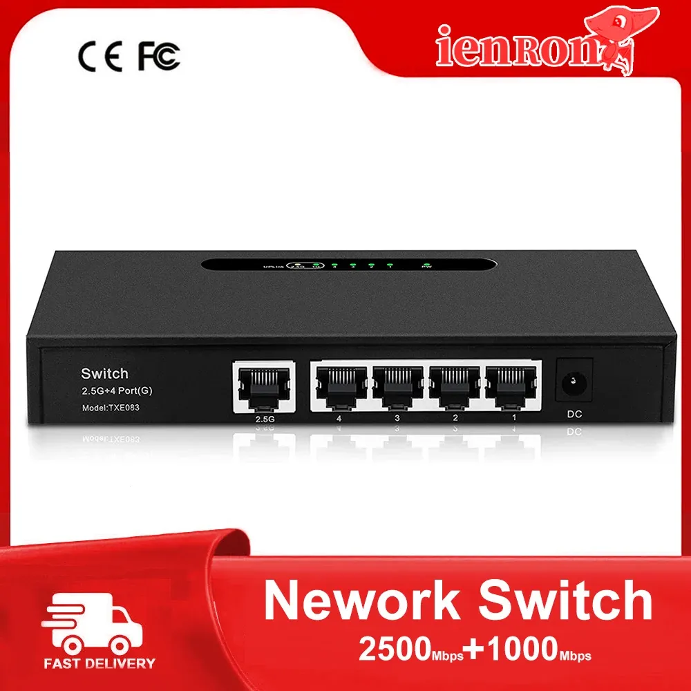 Kontroll Ienron 2.5G Ethernet Switch 5 Ports Smart Network Switch 10/100/1000/2500Mbps VLAN RJ45 HUB för CCTV IP -kamera/WiFi -router
