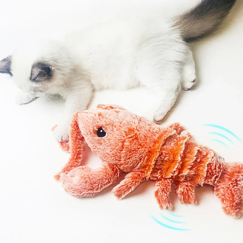 Toys Pet Electric Jumping Cat Toy Shrimp Moving Simulation Lobster Dancing Plush Toys For Pet Dog Cats Stuffed Animal Interactive Toy