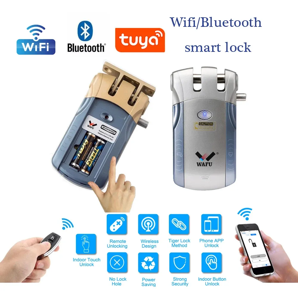 Control Wafu 010 Smart Lock Wireless Electronic Indoor Lock Phone Control Invisible Lock Remote Control Touch Locks Support Wifi APP
