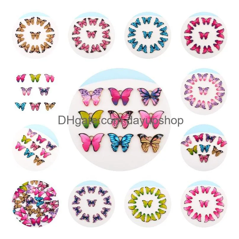 Charms Fashion Colorf Butterfly Clop Diy Pingents Acessórios de joias LIGO DRIP DRIP OBRILHAÇÃO DE DRIA DE DRIA DE GRAÇA COMPONENTES OTFVK