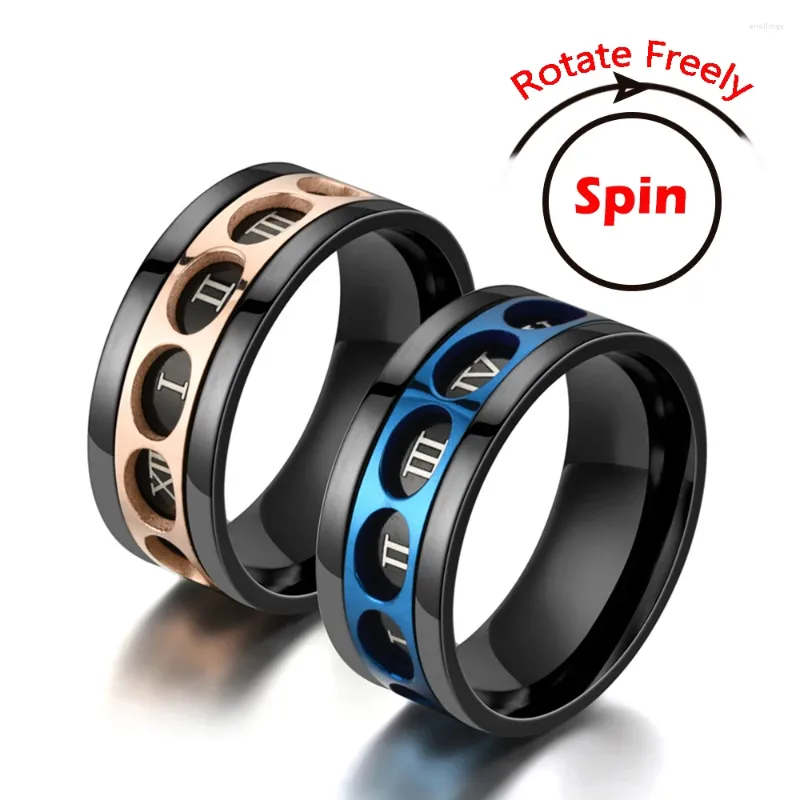 Cluster ringen angst 9 mm zwart goud kleur spinner ring rome roestvrij staal fidget voor mannen anti stress accessoires sieraden KBR033