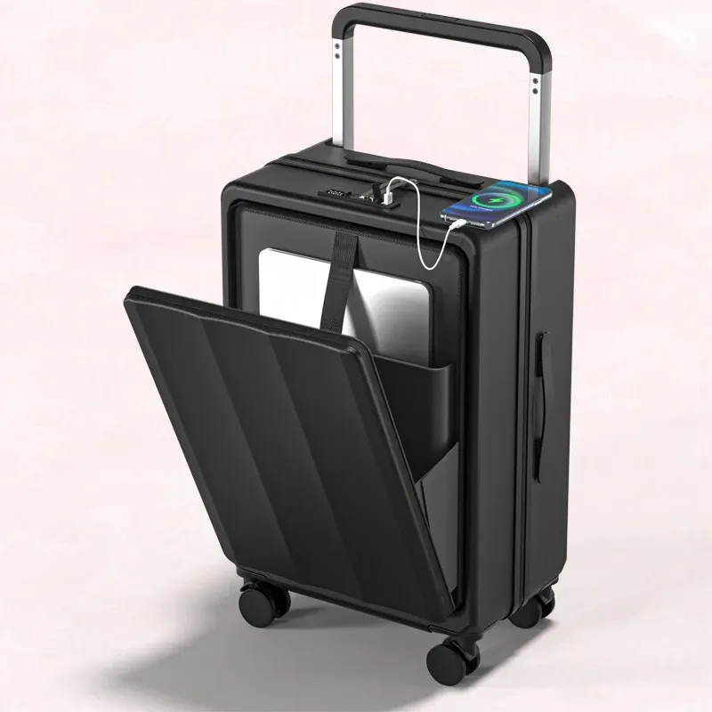 Valigia bagaglio a mano larga apertura frontale valigie per bagagli valigie per coppa USB borse da viaggio femmina business password maschio password custodia