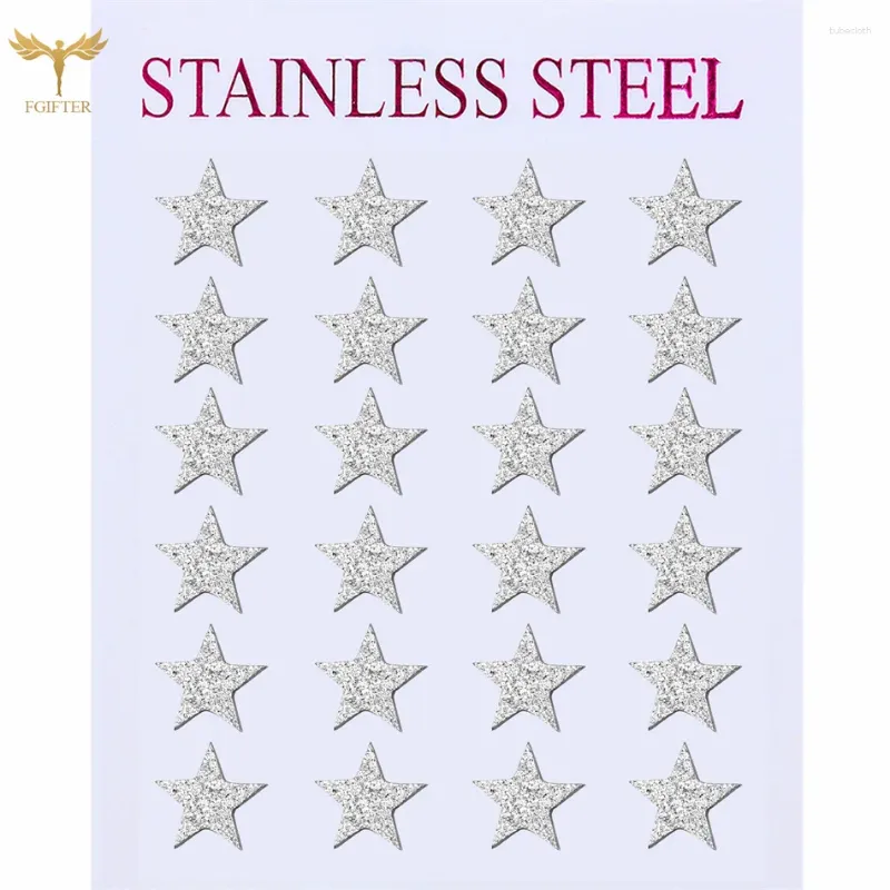 Orecchini per borchie semplici a stella da 6 mm glassata in argento in argento in acciaio in acciaio in acciaio stalloni di moda gioielli all'ingrosso