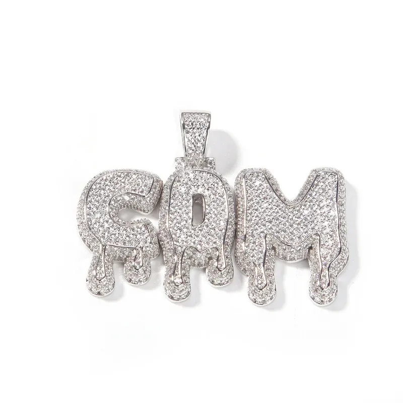 Ожерелья настраиваемые личностные буквы назвать логотип ожерелья для мужчин хип -хоп Cz Stone Bling Iced Out Рэппер
