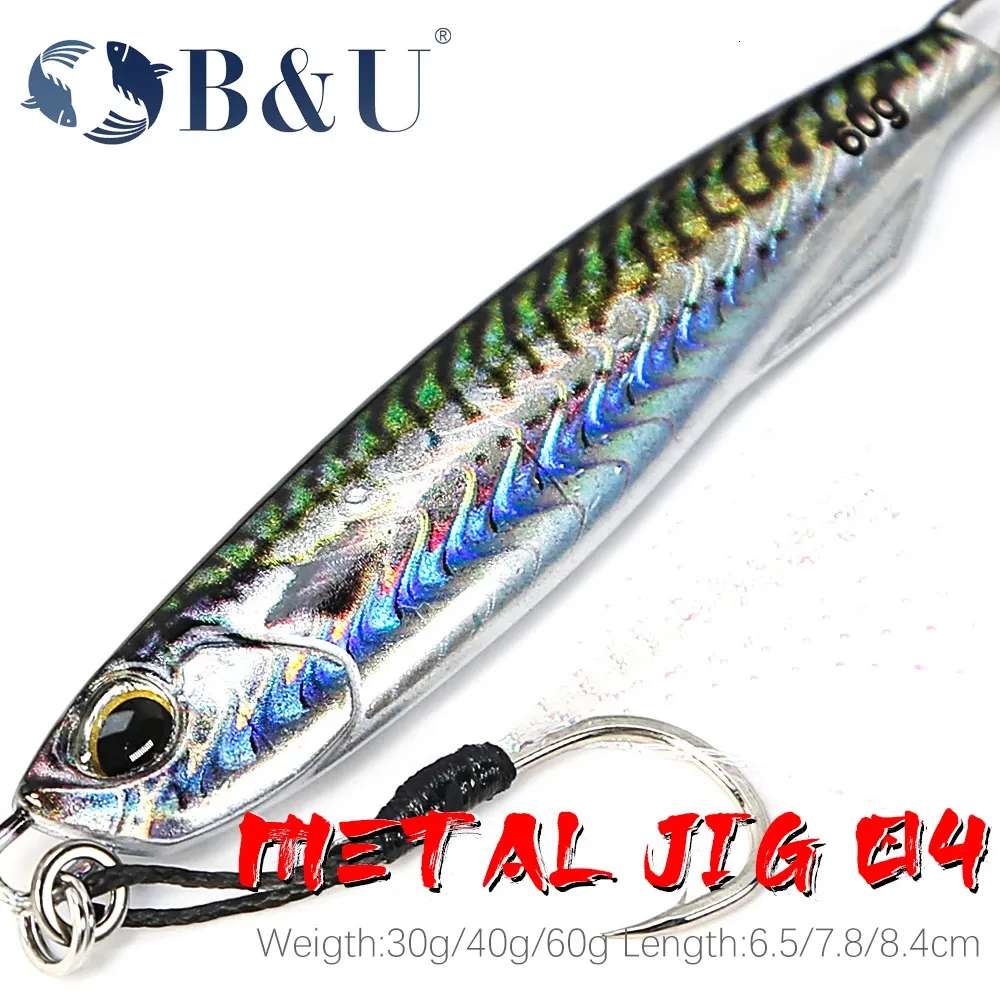 B U 30G40G60G 3D Print Metal Cast Jig Spoon Shore Casting Jigging Fish Sea Bass Saltvatten Fiske Lure Artificial Bait Tackle 240407